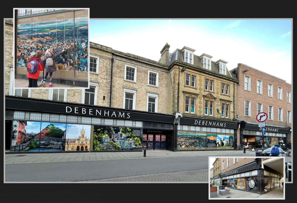 Winchester high street window graphics debenhams